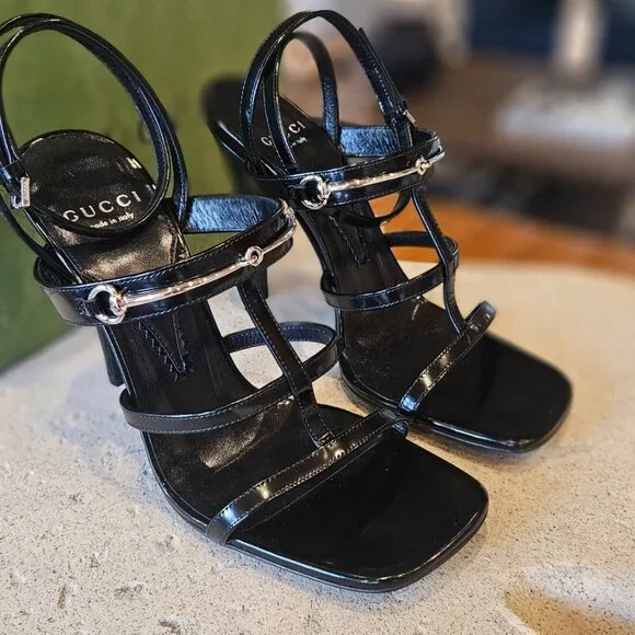 Gucci Regent Strap Detailed Sandal 771563 CLG00 - 1000 Black Leather Size 36+ - Picture 5 of 11